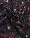 Tecido Viscose Italiano Tapete Floral Vermelho, Roxo e Preto