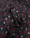 Tecido Viscose Italiano Tapete Floral Vermelho, Roxo e Preto