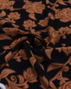Tecido Crepe Koshibo Ramos e Flores Cobre e Preto