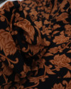Tecido Crepe Koshibo Ramos e Flores Cobre e Preto