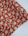 Tecido Crepe Koshibo Ramos e Flores Offwhite e Vermelho