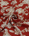 Tecido Crepe Koshibo Ramos e Flores Offwhite e Vermelho