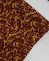 Tecido Crepe Koshibo Macro Folhagens Marsala e Amarelo Mostarda