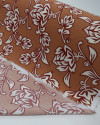 Tecido Crepe Koshibo Ramos e Flores Offwhite e Argila