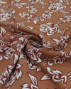 Tecido Crepe Koshibo Ramos e Flores Offwhite e Argila