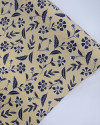 Tecido Crepe Koshibo Floral Étnico Preto e Amarelo Requinte