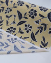 Tecido Crepe Koshibo Floral Étnico Preto e Amarelo Requinte