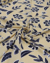 Tecido Crepe Koshibo Floral Étnico Preto e Amarelo Requinte