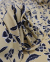 Tecido Crepe Koshibo Floral Étnico Preto e Amarelo Requinte