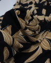 Tecido Crepe Koshibo Macro Folhagem e Rabisco Branco, Bege e Preto