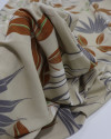 Tecido Crepe Koshibo Folhagens Diversas Cinza, Marrom e Creme