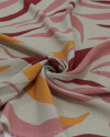 Tecido Crepe Koshibo Estampa Ondulada Abstrata Amarelo, Marsala e Rosa