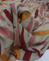 Tecido Crepe Koshibo Estampa Ondulada Abstrata Amarelo, Marsala e Rosa