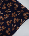 Tecido Crepe Koshibo Estampa Floral Marrom e Azul Marinho