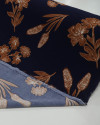 Tecido Crepe Koshibo Estampa Floral Marrom e Azul Marinho