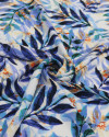 Tecido Viscose Texturizada Ramos Sobrepostos Tons de Azul