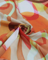 Tecido Viscose Italiano Arcos Flutuantes Em Aquarela Tons Quentes