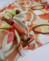 Tecido Viscose Italiano Arcos Flutuantes Em Aquarela Tons Quentes