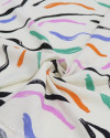 Tecido Viscose Texturizada Macro Riscos Colorido e Offwhite