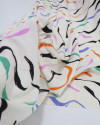 Tecido Viscose Texturizada Macro Riscos Colorido e Offwhite