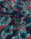 Tecido Viscose Macro Floral Verde Tiffany, Azul e Goiaba
