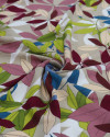 Tecido Viscose Folhas Coloridas e Bege