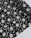 Tecido Viscose Texturizada Flor de Lótus Cinza e Preto