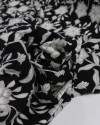 Tecido Viscose Texturizada Flor de Lótus Cinza e Preto