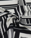 Tecido Viscose Italiano Macro Geométrico Preto e Branco