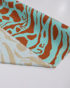 Tecido Viscose Italiano Animal Print Terracota e Verde Tiffany