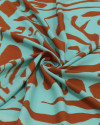 Tecido Viscose Italiano Animal Print Terracota e Verde Tiffany