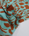 Tecido Viscose Italiano Animal Print Terracota e Verde Tiffany