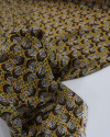 Tecido Crepe Chiffon Texturizado Italiano Micro Estampa Amarelo