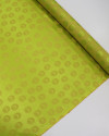 Tecido Cetim Italiano Brocado Circulares Amarelo e Verde Lima
