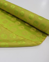 Tecido Cetim Italiano Brocado Circulares Amarelo e Verde Lima