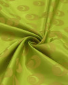 Tecido Cetim Italiano Brocado Circulares Amarelo e Verde Lima