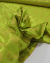 Tecido Cetim Italiano Brocado Circulares Amarelo e Verde Lima