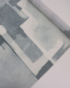 Tecido Cambraia de Linho Italiano Pintura Abstrata Offwhite e Tons de Cinza