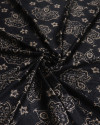 Tecido Veludo Italiano Leve Floral Boho Bege e Preto