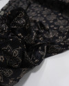 Tecido Veludo Italiano Leve Floral Boho Bege e Preto
