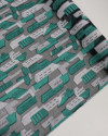 Tecido Organza Bordado Italiano Verde Tiffany e Cinza
