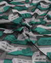 Tecido Organza Bordado Italiano Verde Tiffany e Cinza