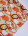 Tecido Viscose Italiano Arcos Flutuantes Em Aquarela Tons Quentes
