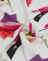 Tecido Viscose Italiano Pincelada Floral Colorido e Creme