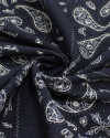 Tecido Viscose Texturizada Paisley Delicado em Recortes Bege e Preto