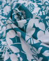 Tecido Viscose Mista com Poliamida Campo Floral Branco e Verde Água