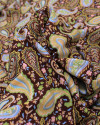Tecido Viscose Texturizada Paisley Candy Color e Marrom