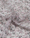Tecido Crepe Chiffon Italiano Texturizado Micro Roseiras Rosé e Branco