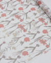 Tecido Crepe Chiffon Italiano Ramos Florais Vermelho, Creme e Branco