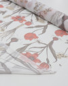 Tecido Crepe Chiffon Italiano Ramos Florais Vermelho, Creme e Branco